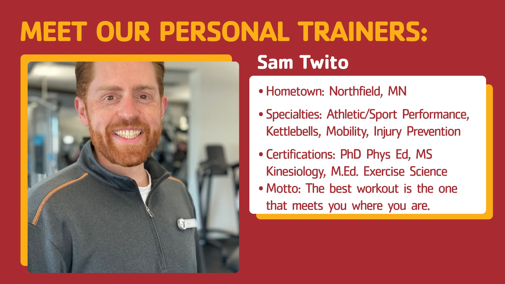 Sam Twito Denver YMCA Personal Trainer