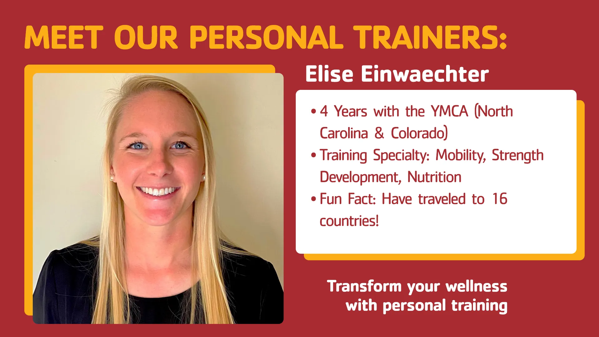 Elise Einwaechter Trainer Denver YMCA